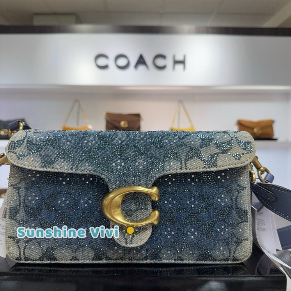 NWT COACH Denim Crystal Tabby 26 Signature Print Crossbody Shoulder Bag CEN85